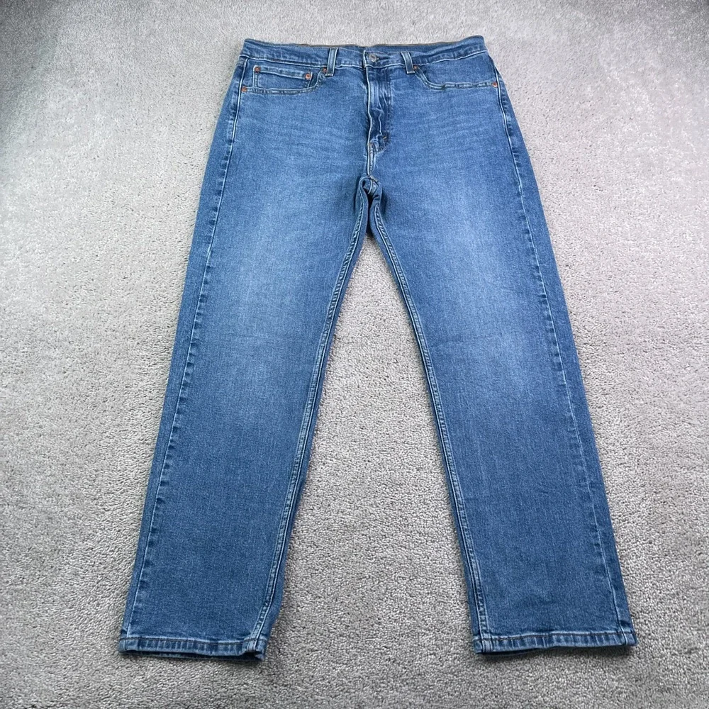Levis Jeans Mens 34x30 Blue 505 Regular Fit Straight Leg Stretch Denim Classic